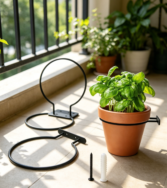 6-Inch Metal Flower Pot Holder Rings, 4-Pack Wall Mount Planter Brackets for Indoor Outdoor Use