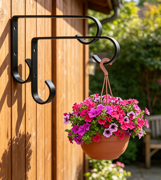 Metal Plant Hanger Brackets, 2-Pack 6-Inch Wall Mounted Hooks for Small Plants