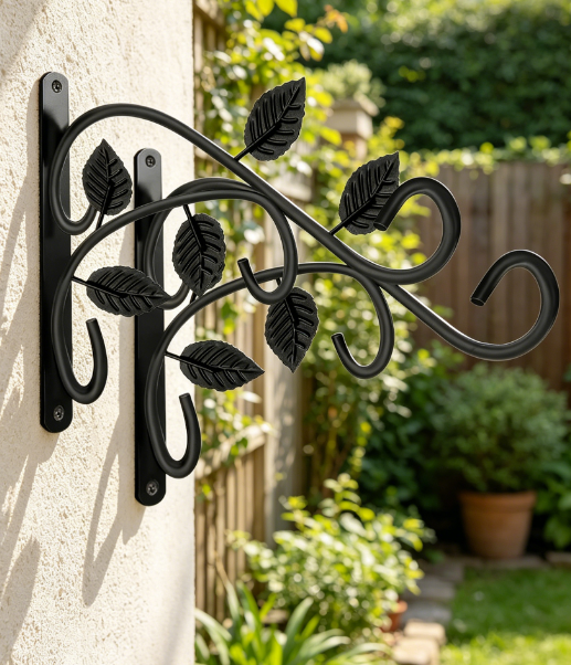 12-Inch Metal Hanging Plant Hooks, 2-Pack Durable Wall Mounted Brackets