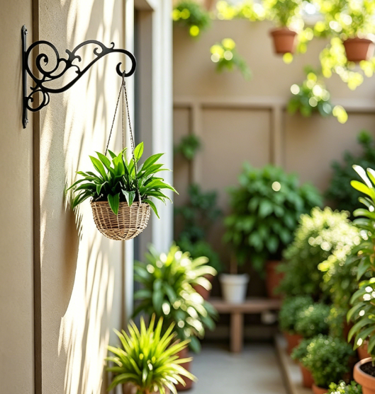 Metal Plant Hanger Hooks, 2-Pack Wall Mounted Brackets for Hanging Baskets and Planters